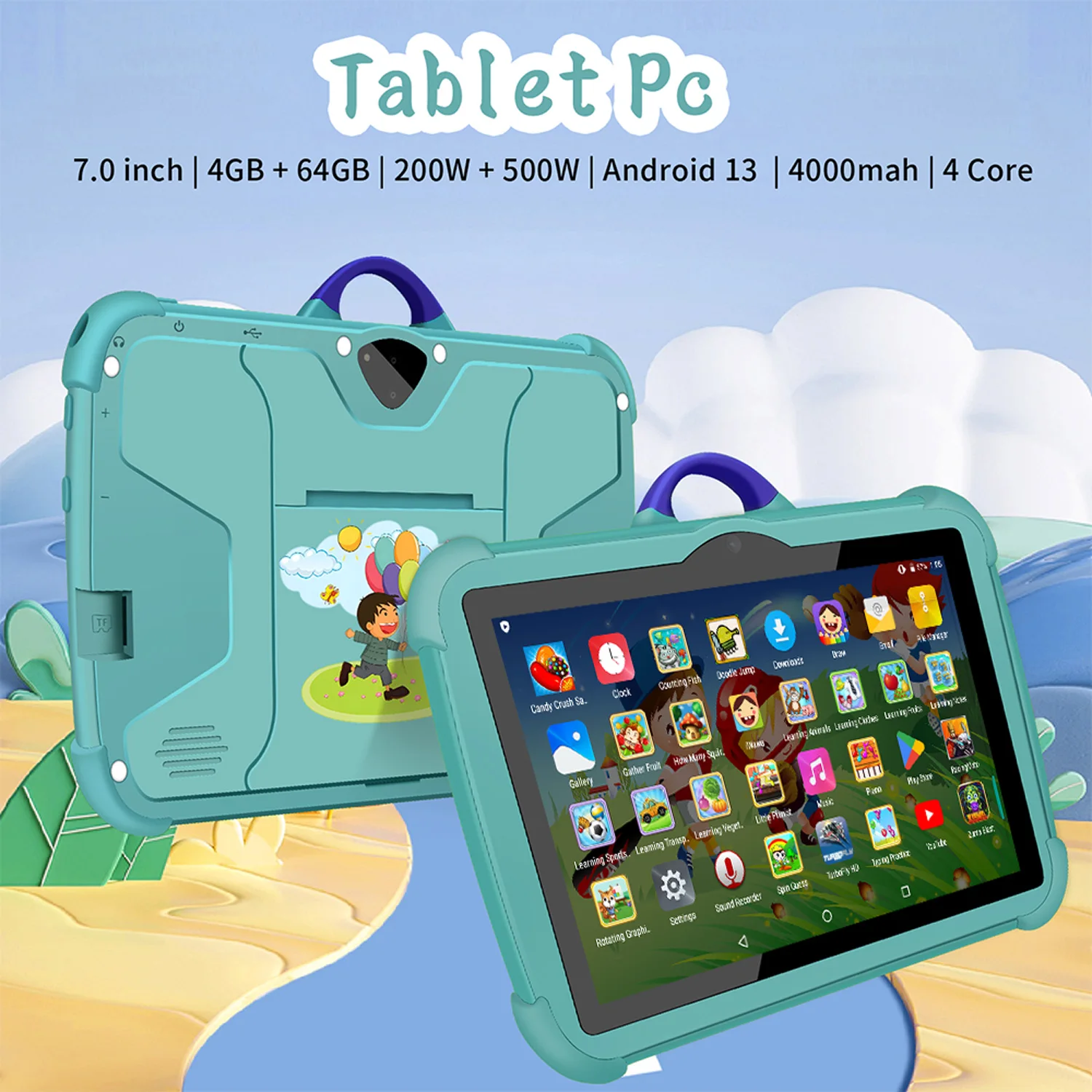 New 7 Inch Android 13 Learning Education Kids Tablets Quad Core 4GB RAM 64GB ROM Cheap Simple Children's favorite Tablet Pc - Image 11