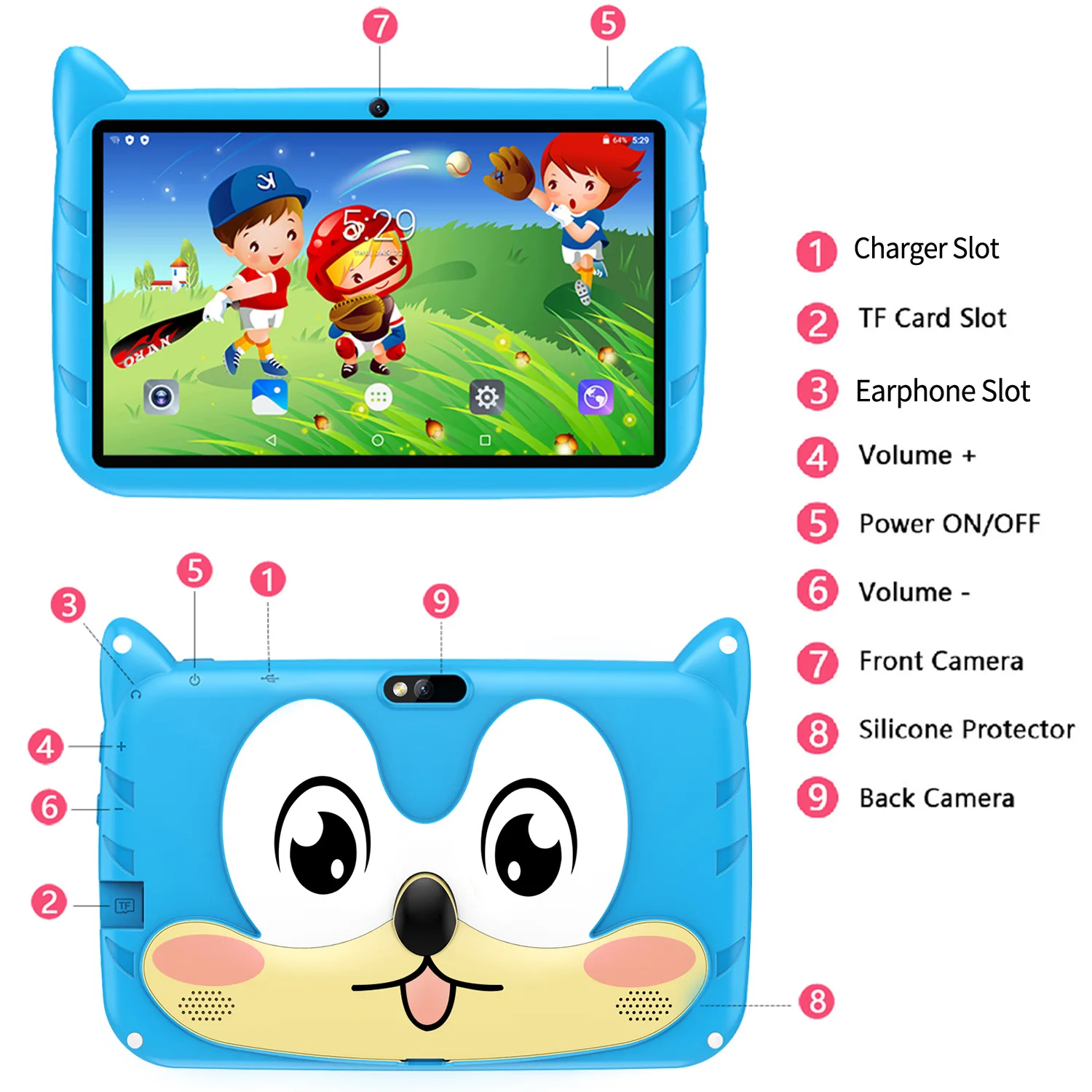 BDF 7 Inch Kid Tablet Android 13, 4GB RAM 64GB ROM,1TB Expand,5G WiFi,4000MAH Battery,Dual Camera, Children's Gift Kids Software - Image 6