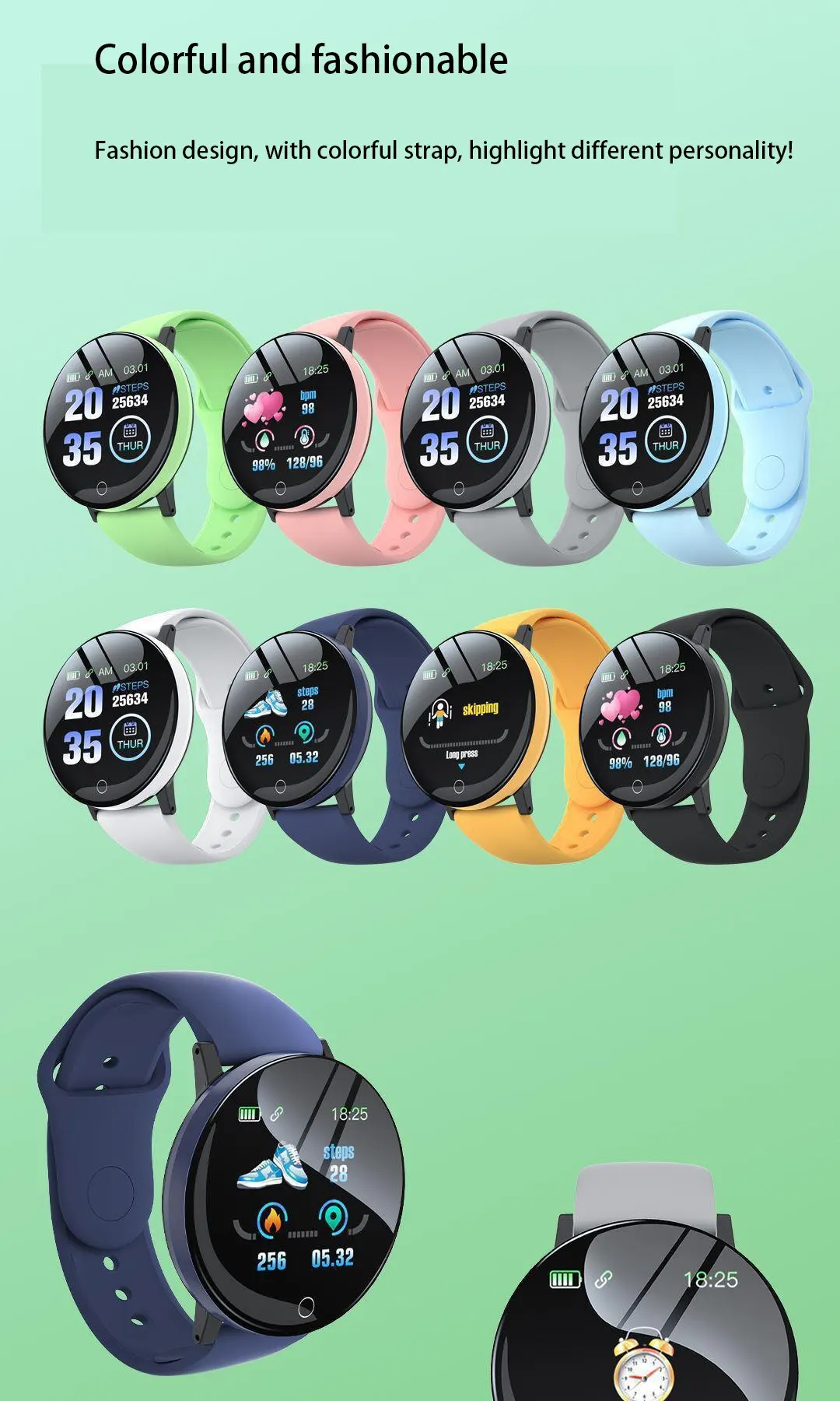 2025 New D18 Multifunctional Smart Watch Women Bluetooth Connected Phone Music Fitness Sports Bracelet Sleep Monitor Smartwatch - Image 26